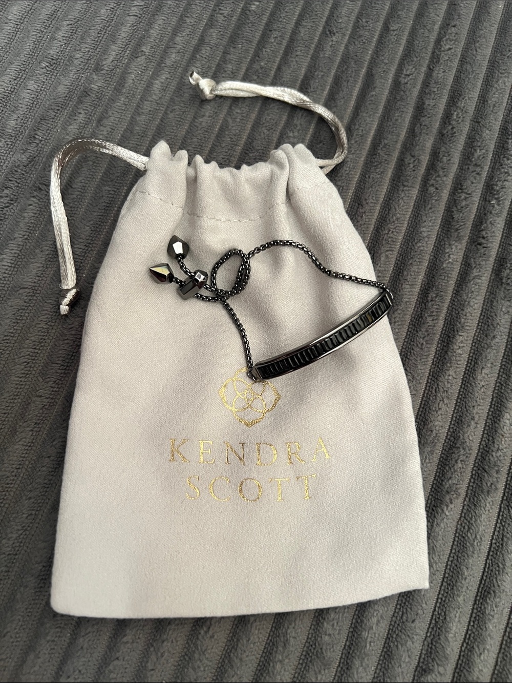 Kendra Scott Black Hematite Adjustable Slider Bracelet